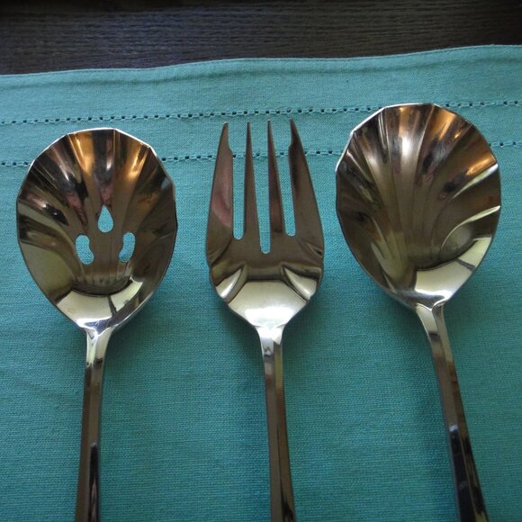 Retroneu DEVON Flatware 3 Pc Serving Set 2 Spoons 1 Fork - Picture 6 of 7